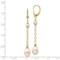 thumbnail image 2 of 14k Yellow Gold Natural Color Freshwater Cultured Pearl Leverback Earrings - Measures 55x8mm Wide, 2 of 2