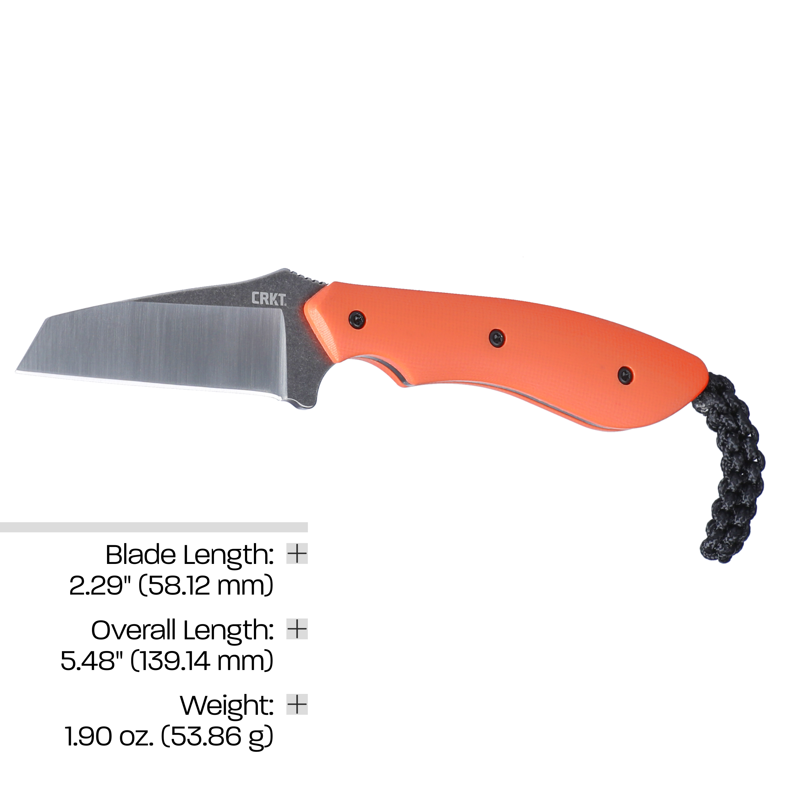 CRKT S.P.I.T. (Small. Pocket. Inverted. Tanto.) Outdoor Survival Fixed Blade Knife with Sheath: Stainless Steel Plain Edge Blade, G10 Handle, 2399