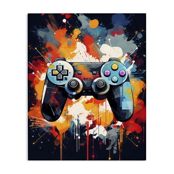 Stupell Industries Contemporary Orange Paint Splash Gamer Canvas Art, 16 x 20, by Creative Studio