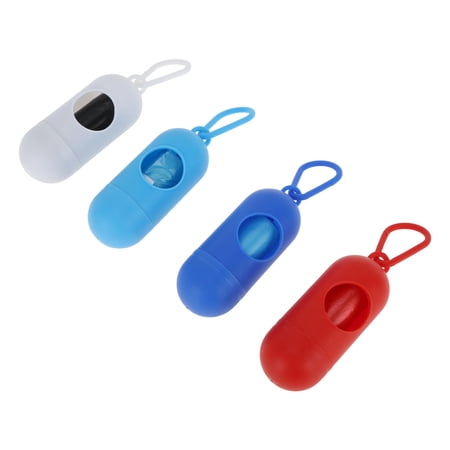 Unique Bargains Pill-shaped Poop Bag Dispenser 4 Pcs White Red Blue