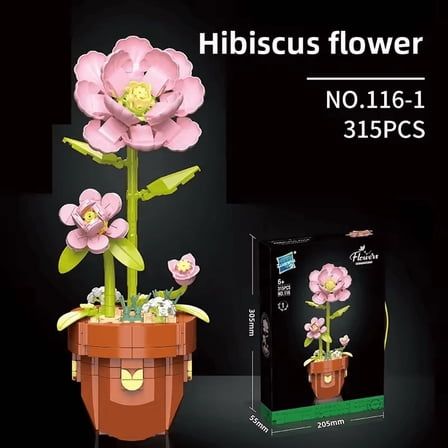 Plant Building Brick Kit - Hibiscus Flower by Wizardi F07N11-17-1(116)