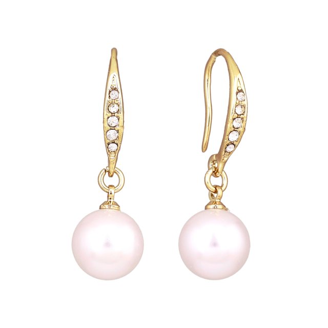 Estele Pendientes Colgantes De Perlas De Latón Y Zinc Chapados En Oro De 24 Quilates Con Cristal Austriaco Para Mujer