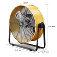 thumbnail image 2 of Ventilador de tambor Simple Deluxe de 50 cm, metal pesado, industrial, amarillo, 2 of 7