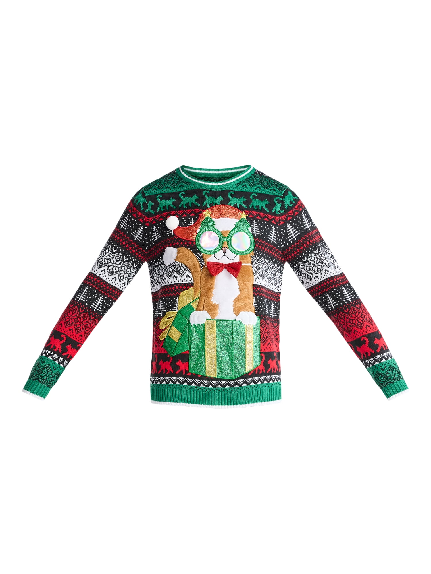 Men's Christmas Sweater Ugly Christmas Sweater with Drink Pocket from Holiday Time, Sizes XS-3XL