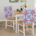 thumbnail image 5 of Boho Flower Dining Chair Back Cover Only, Blue Red Floral Abstract Lines Set of 6 Chair Back Covers, Removable Washable for Dining Room, Banquet & Holiday Decoration, 5 of 9