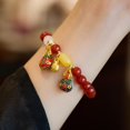 thumbnail image 2 of Pulsera de cornalina oriental hecha a mano para mujer, estilo retro literario, Mediano, Rojo -, 2 of 5