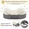 thumbnail image 3 of Patio 2-Person Sun Bed Daybed with 3 Adjustable Backrests and Foldable Cup Trays, Rattan Garden Double Reclining Chaise Lounge with Cushions and Pillows for Lawn Poolside, Beige, 3 of 9