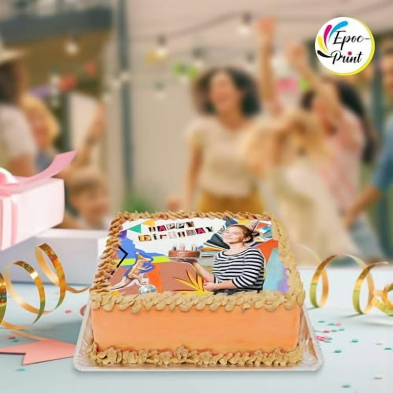 Edible Prints on Cake: Create Your Special Event with  Edible Image Toppers - Upload Photos for Unique, Stylish Designs on Rectangular, Round Cakes Designs - 7.5" x 10" Rectangular