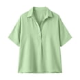 thumbnail image 6 of Cotton Linen Tops for Women - 2026 Summer Gauze Shirts Button Down V Neck Half Sleeve Blouses Dressy Casual Clothes, 6 of 7