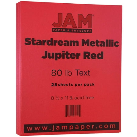 Printer Paper Jams JAM Paper Metallic Paper, 8.5 x 11, 32lb Jupiter Red Stardream Metallic, 25 Sheets/pack ()