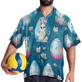 thumbnail image 4 of Easter Men's Short Sleeve Hawaiian Beach Shirts, Casual Printed Button Down Spread Collar Tops, Summer Unisex Style, 4 of 6