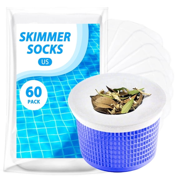 Calcetines para skimmer de piscina KGC, paquete reutilizable de 60 unidades para canastas de skimmer