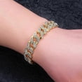 thumbnail image 4 of Pulsera cubana para hombre de 8" chapada en oro con circonitas cúbicas y diseño Frozen Miami., 4 of 4
