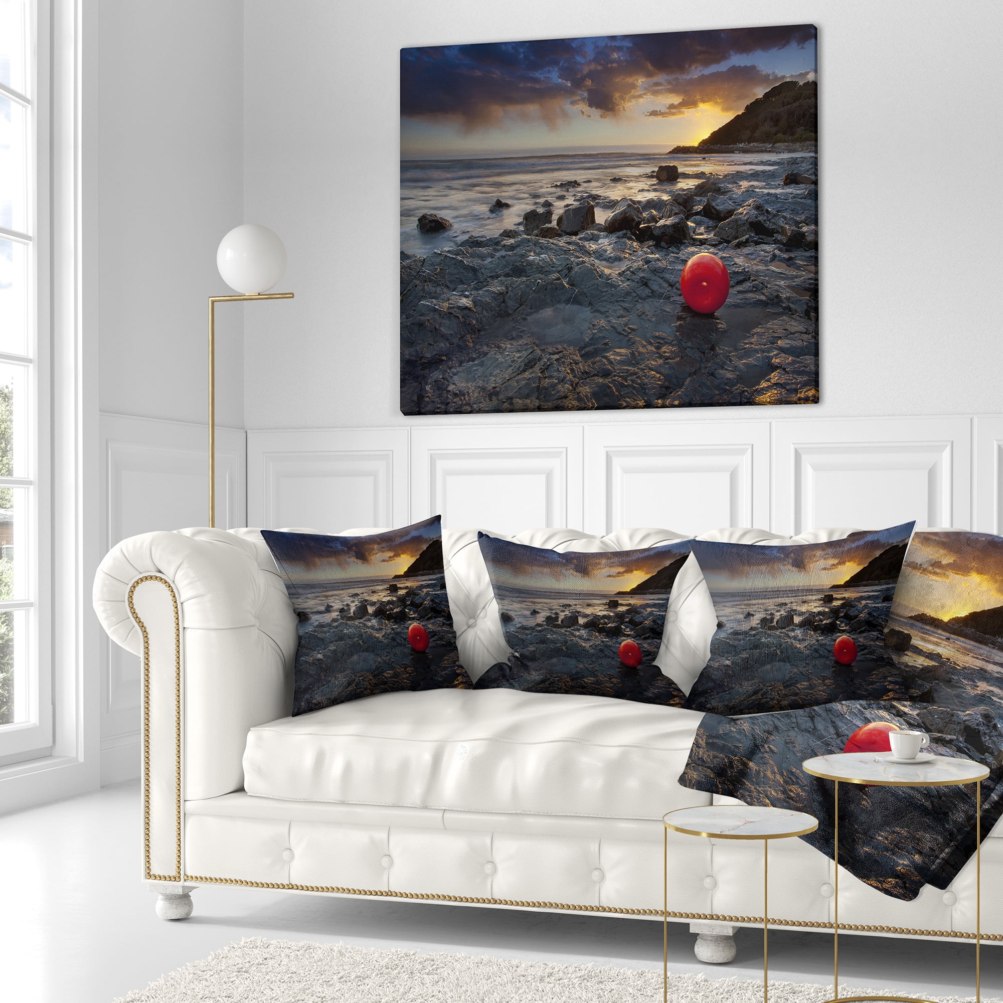 Designart Sunset at Livorno Italy - Landscape Photography Throw Pillow - 16x16