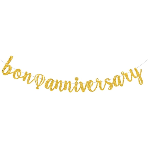Bon Anniversaire Banner Birthday Anniversary Party Bunting Garland Happy Birthday Party Supplies/French Theme Celebrate Gold Glitter Decorations