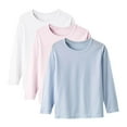 thumbnail image 2 of 3 Pack Long Sleeve T Shirts for Toddlers Kids Crewneck Modal T-Shirts Size 1-15 Teens Boys Girls Casual Solid Pullover Going Out Loungewear Tees Tops, 2 of 8