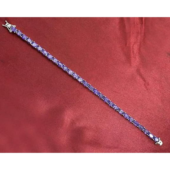 Women's Sterling Silver Purple Amethyst Tennis Bracelet, Oval Cut Gemstones