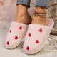 thumbnail image 1 of Pantuflas de felpa para mujer Pantuflas de corazón, pantuflas cerradas, cómodas, planas y térmicas, transpirables y esponjosas para otoño e invierno., 1 of 6