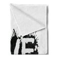 thumbnail image 2 of Urban Graffiti Soft Flannel Fleece Blanket, Ink Splattered Backdrop Love Message Stained Stencil Sprayed Graffiti, Cozy Plush for Indoor and Outdoor Use, 60" x 80", Black and White, by Ambesonne, 2 of 5