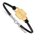 thumbnail image 1 of 925 Sterling Silver Yellow Gold-Plated Official Swarthmore College Small Center Leather Bracelet - with Secure Lobster Lock Clasp 7", 1 of 3