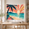 thumbnail image 5 of Tropical Coastal Sunrise Beach Scene, Warm Retro Graphic Style for Beach Lovers, Tropical Home Decor Housewarming Gift Tapestry Wall Hanging for Living Room Bedroom and Dorm, 5 of 7