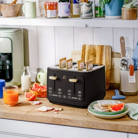 Beautiful 4-Slice Toaster with Touch-Activated Display, Black Sesame by Drew Barrymore