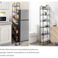 thumbnail image 6 of 6-Tier Storage Cart Wire Slim Shelving Shelf with Wheels for Small Spaces, Rolling Tall Organizer Storage for Bathroom, Kitchen, Home, Garage, Bedroom, Closet (Red, 10“D), 6 of 6