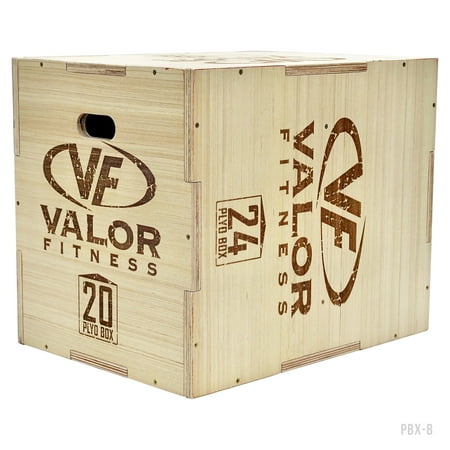 Valor Fitness Plyo Box - Wooden Plyometric Jump Box -Strength Conditioning Training- 18” x 20” x 24" Home Gym Workout