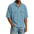 thumbnail image 4 of GrmtClth Waffle Knit Polo Shirts for Men Lightweight Short Sleeve Tops Basic Collared T-Shirt Trend with Pocket Clothes Solid Light Blue 3XL, 4 of 5