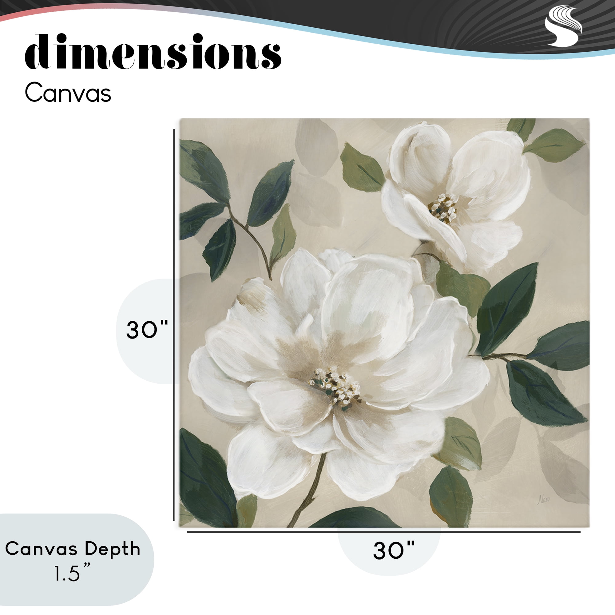 Stupell Industries Serene White Magnolia Study Canvas Wall Art, design by Nan