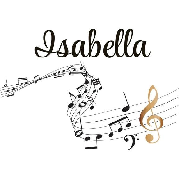 Personalized Name Vinyl Decal Sticker Custom Initial Wall Art Personalization Decor Sticker Music Notes Teen Bedroom Boy Girl Musical Mural 20 Inches X 30 Inches
