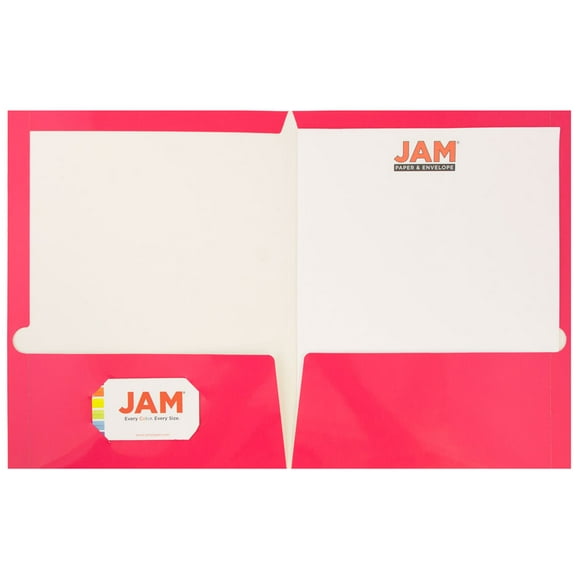 JAM Paper Glossy Two Pocket Folders, Fuchsia Pink, 25 per Pack