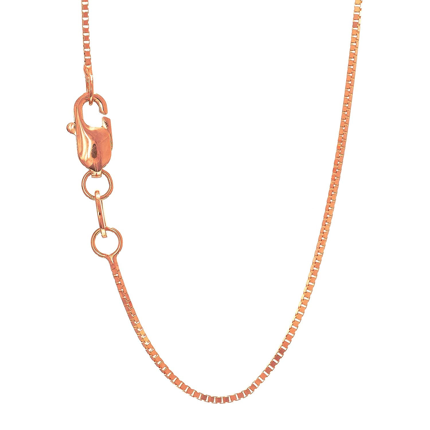 Real 14k Rose Gold Classic Box Chain 0.8mm Necklace Womens Mens Unisex Jewelry