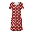 thumbnail image 3 of CHGBMOK Robes de Printemps pour Femmes Manches Courtes Robes Décontractées Col en V Robe de Soirée avec Poches, Tailles P-2TG, 3 of 7