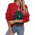 thumbnail image 3 of Chandails de Noël pour Femmes Chandail Col Rond Pulls Manches Longues Vêtements de Fête de Noël Rouge m, 3 of 10