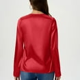 thumbnail image 5 of Aboser Womens Silk Satin Shirts Business Casual V Neck Blouses for Work Office Dressy Long Sleeve Shirt Lightweight Loose Fit Blouse Tops Red L, 5 of 6