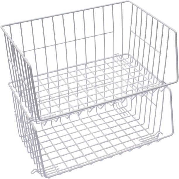 Mainstays White Stacking Baskets, 2 Count