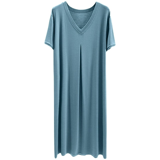 LOVZFMLL Robe Mode pour Femme à Manches Courtes à Encolure Bleu Pâle TG