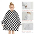 thumbnail image 6 of Black and White Checkered Pattern Blanket Hoodies for Kids 6-13YR Oversize Wearable Blanket Hoodies for Boys Girls Teens, 6 of 7