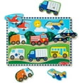 thumbnail image 1 of shiyou-Vehicles Wooden Peg Puzzle (8 Pieces), 1 of 4