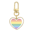 thumbnail image 1 of Rainbow Lined Heart LGBT Gold Heart Keychain Metal Keyring Holder, 1 of 3