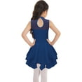 thumbnail image 2 of Sxiwei Kids Girls Figure Ice Skating Leotard Dress Mesh Splice Rhinestone Roller Skating Dance Navy Blue 14, 2 of 7