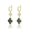 thumbnail image 3 of Green Malachite Flower Dangle Drop Earrings for Women in 925 Sterling Silver with Yellow Gold Plating Hinge Post by Lavari Jewelers, 3 of 5