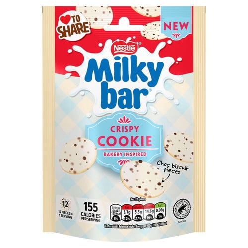 Milkybar Buttons Crispy Cookie White Chocolate Sharing Bag 86g, British Import (Pack of 3)