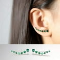 thumbnail image 2 of Solid 925 Sterling Silver 7 Crystals Cuff Earrings Climber for Women Crawler Earrings Wraps, 2 of 12
