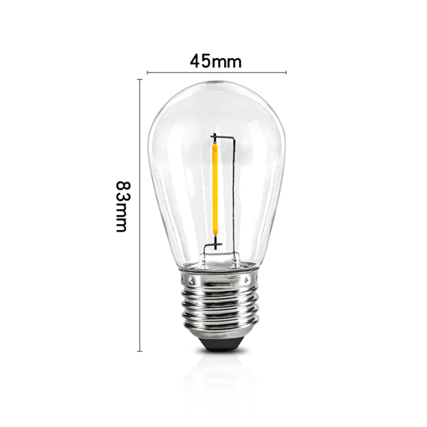 20 Pack LED S14 Replacement Light Bulbs, Shatterproof Outdoor 1 Watt to Replace 11Watts String Incandescent Bulb, E26 Regular Medium Screw Base, 2700K Warm White, Non-Dimmable