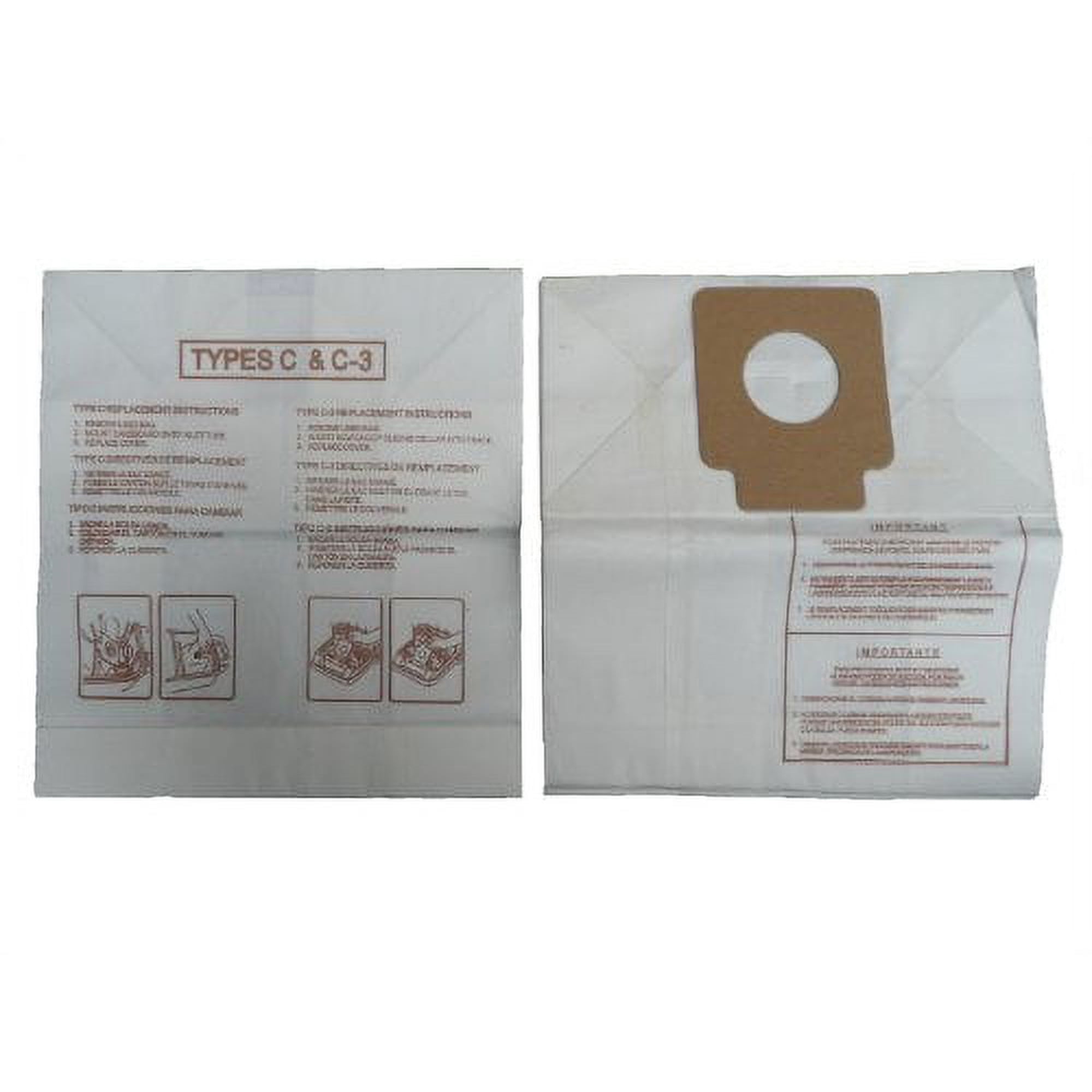 3 Panasonic Type C, C-3, C3 Allergy Vacuum Bags, Canisters Vacuum Cleaners, MC-125P, MC125P, MC771, MC772, MC8310, MC8320, MC8330.