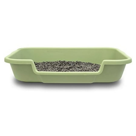 puppygohere dog litter box new green color! large 24" x 20" x 5" for dogs up to 20 lbs. opening is 3" above the floor. pan sits 20" from a wall and is 24" wide. overall height is 5"