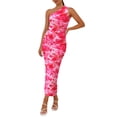 thumbnail image 1 of Vestido PRETTYGARDEN de un hombro fruncido floral rosa XL, 1 of 8