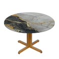 thumbnail image 3 of HAOXIT Gold Marble Round Tablecloth  - Waterproof &amp; Wrinkle Resistant Washable Fabric Spring Table Cloth for Dining Room Party Outdoor Picnic, White and Grey 38-42, 3 of 8